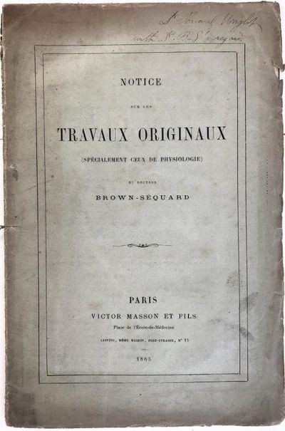 Image for Notice sur les travaux originaux (specialement ceux de physiologie).
