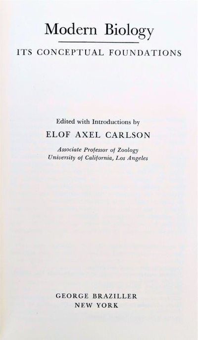 Image for Modern Biology; its conceptual foundations.